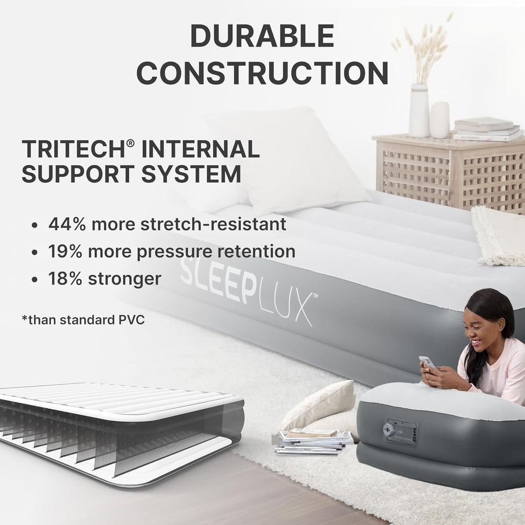 SLEEPLUX Durable Inflatable Air Mattress with Built-in Pump, Pillow and USB Charger