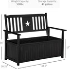 Outdoor Storage Bench, 43 Gallon Deck Box with Armrests, Outdoor Storage Box for Patio Furniture Cushions and GTools, Black