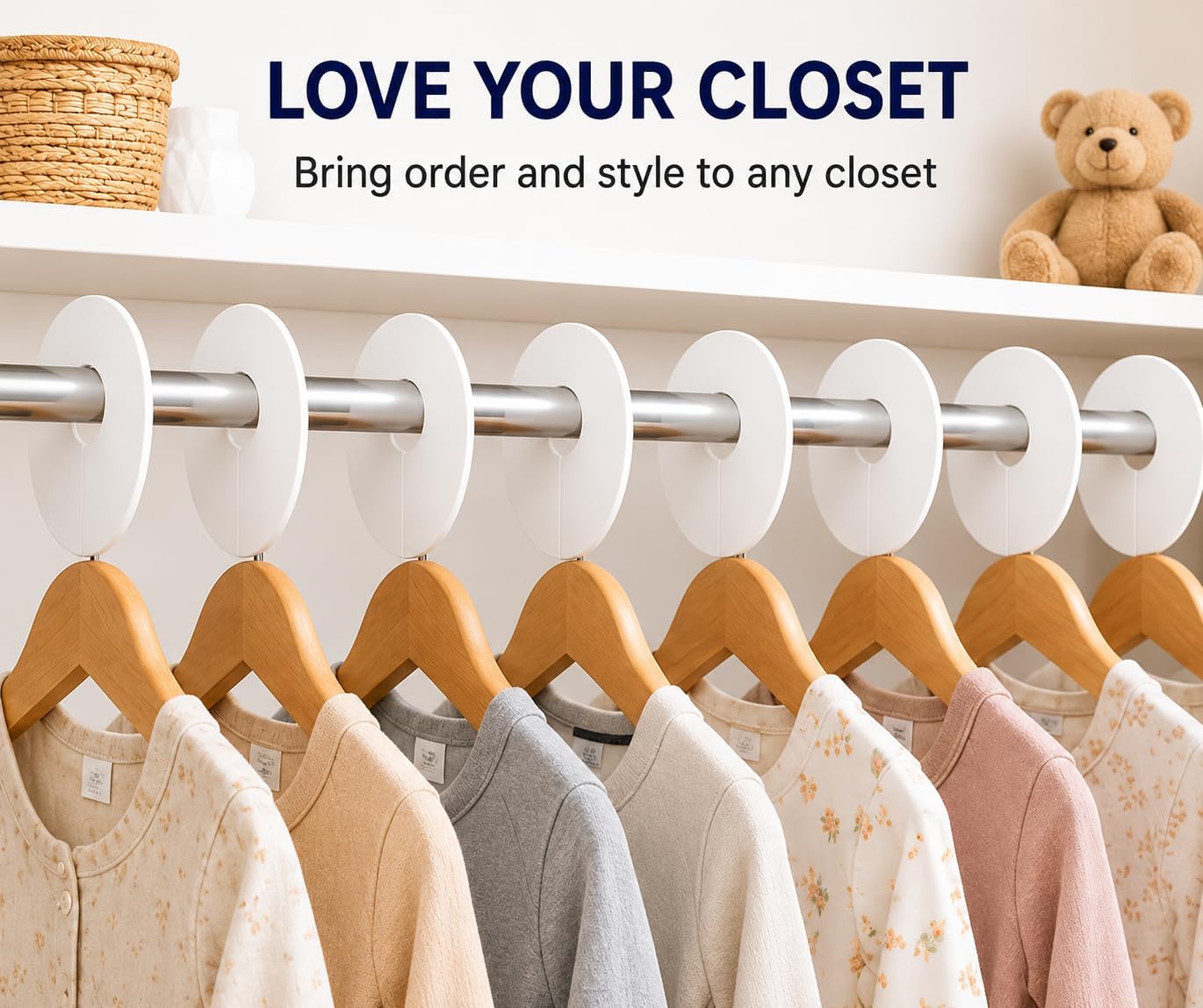18 Pack White Acrylic Shelf Dividers for Closet Organization | Fits wooden shelves to organize clothing, linens, pantry items, and office supplies in closets, kitchens, and bedrooms.