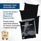 BCW Magazine & Document Bin Partitions - 6 Pack | Smooth Black Plastic Finish, Works With Adhesive Labels | Magazine Dividers Fit Magazine & Document Bin | Magazine Storage Accessories