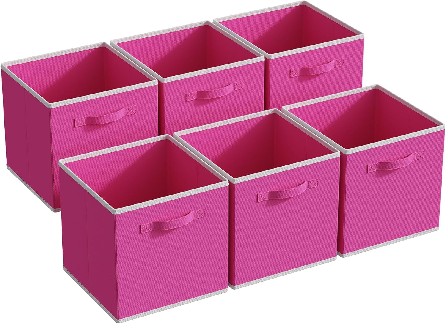 MAX Houser Fabric Cloth Storage Bins,Foldable Storage Cubes Organizer Baskets with Dual Handles for Home Bedroom Storage,Set of 6(Pink)
