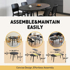 Extendable Black Table - Multifunctional Dining Desk, Office Workstation & Modern Coffee Table with Metal Legs, Adjustable 3-Size Conference Table for Home Kitchen Living Room
