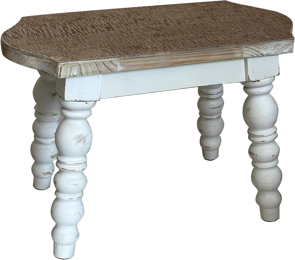 dwellington Wooden Bathroom Farmhouse Step Stool, Wood Foot Stool for Adults Kids, Bedside Step Plant Stand for Kitchen
