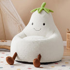 31" Kids Bean Bag Chair, Stuffed Toddler Couch with Faux Rabbit Fur Cover for Teens & Kids, Comfy Lazy Sofa Chair for Reader, Living Room, Bedroom, Aged 4-12 Years Beige