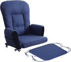 ANMINY 5pcs Glider Rocker Replacement Cushions Set - Thickened Glider Rocking Chair Cushions with 29.5 inch High Backrest & Side Pockets for Indoor Nursery, Washable & Non Slip, Blue