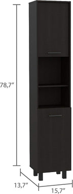 2-Door Pantry Cabinet, with Two 2-Cabinet Spaces and Two Open Shelves,Buffet Kitchen Sideboard for Kitchen,Dining Room,15.7 * 13.7 * 79.5