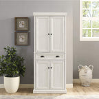Maykoosh Kitchen Pantry Cabinet - Large Storage, Adjustable Shelves, Distressed White