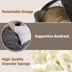 CangLong Large Bean Bag Chair with Filler, Plush Fluffy Shell Design Lounger for Adults, Ergonomic Reading Gaming Chair for Bedroom, Living Room, Dorm, Game - Dark Grey, 400lbs Support
