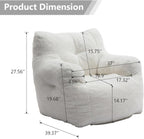 Hommoo Bean Bag Chair Large Bean Bag Chair for Adults with Armrest Comfy Bean Bag Sofa with Foam Filling Fluffy Lazy Chair Soft Teddy Fabric Tufted Bean Bag for Dorm Bedroom Gaming White