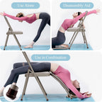 tonchean Yoga Auxiliary Chair with Lumbar Back Support Professional Thickened Foldable Balance Handstand Training Tool Abs & Core Strength Training for Seniors and Adults（Gray）