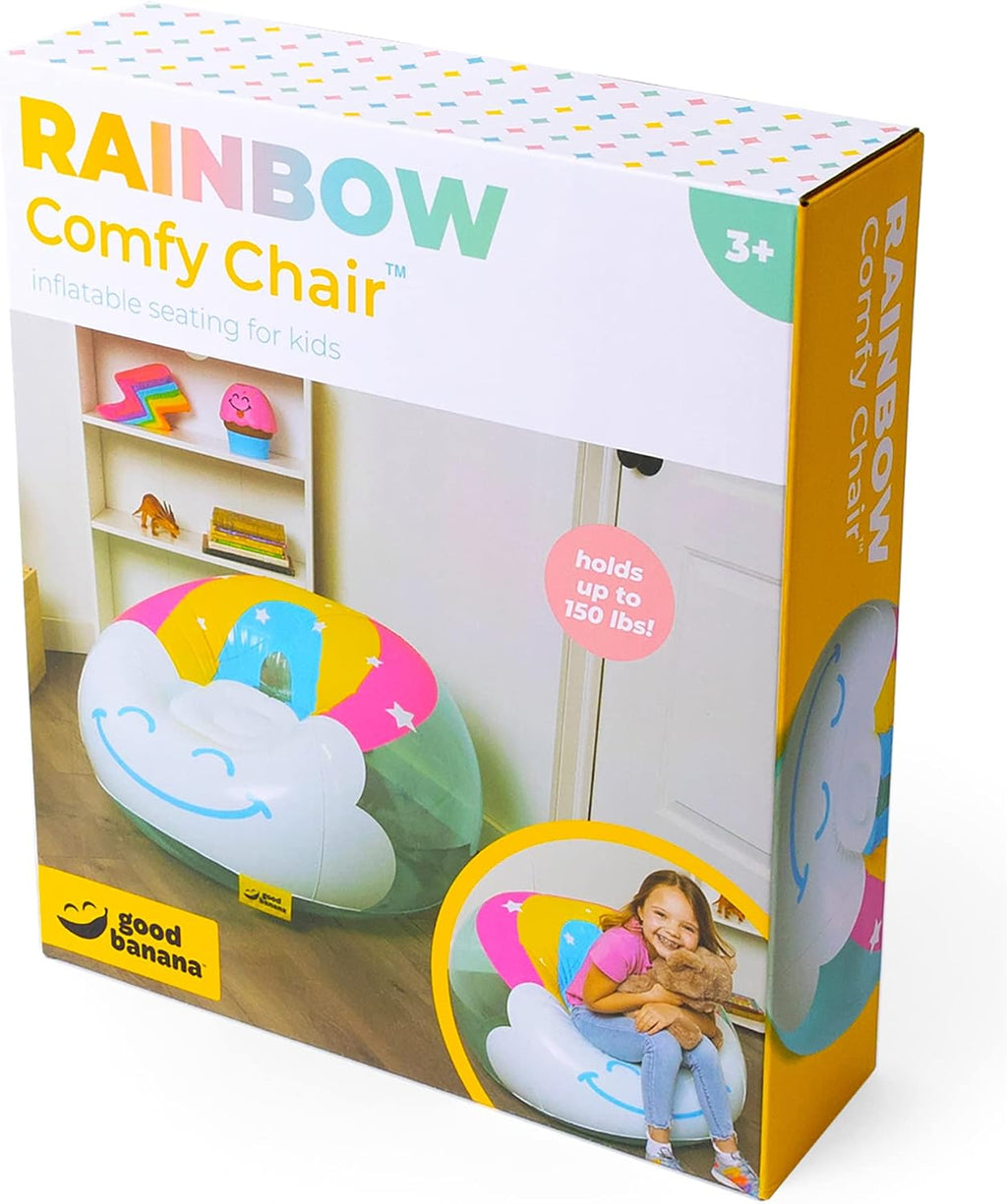 Rainbow Comfy Chair - Inflatable Chair, Furniture for Kids, rec Rooms, bedrooms, Parties