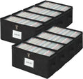 8 Pack Durable Fabric DVD Storage Box with Clear PVC Lid, Holds 25 Standard DVD Cases, Sturdy Non-Woven Fabric with Cardboard Support for Movie Collection, Black