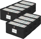 8 Pack Durable Fabric DVD Storage Box with Clear PVC Lid, Holds 25 Standard DVD Cases, Sturdy Non-Woven Fabric with Cardboard Support for Movie Collection, Black