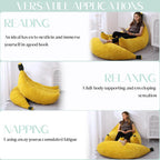 Banana Chaise Lounge Sofa Chair for Living Room, Bean Bag Chair with Ottoman, Floor Sofa Bed with Footrest, Comfy Convertible Lounger, Plush Couch for Bedroom, Dorm (Yellow, King)