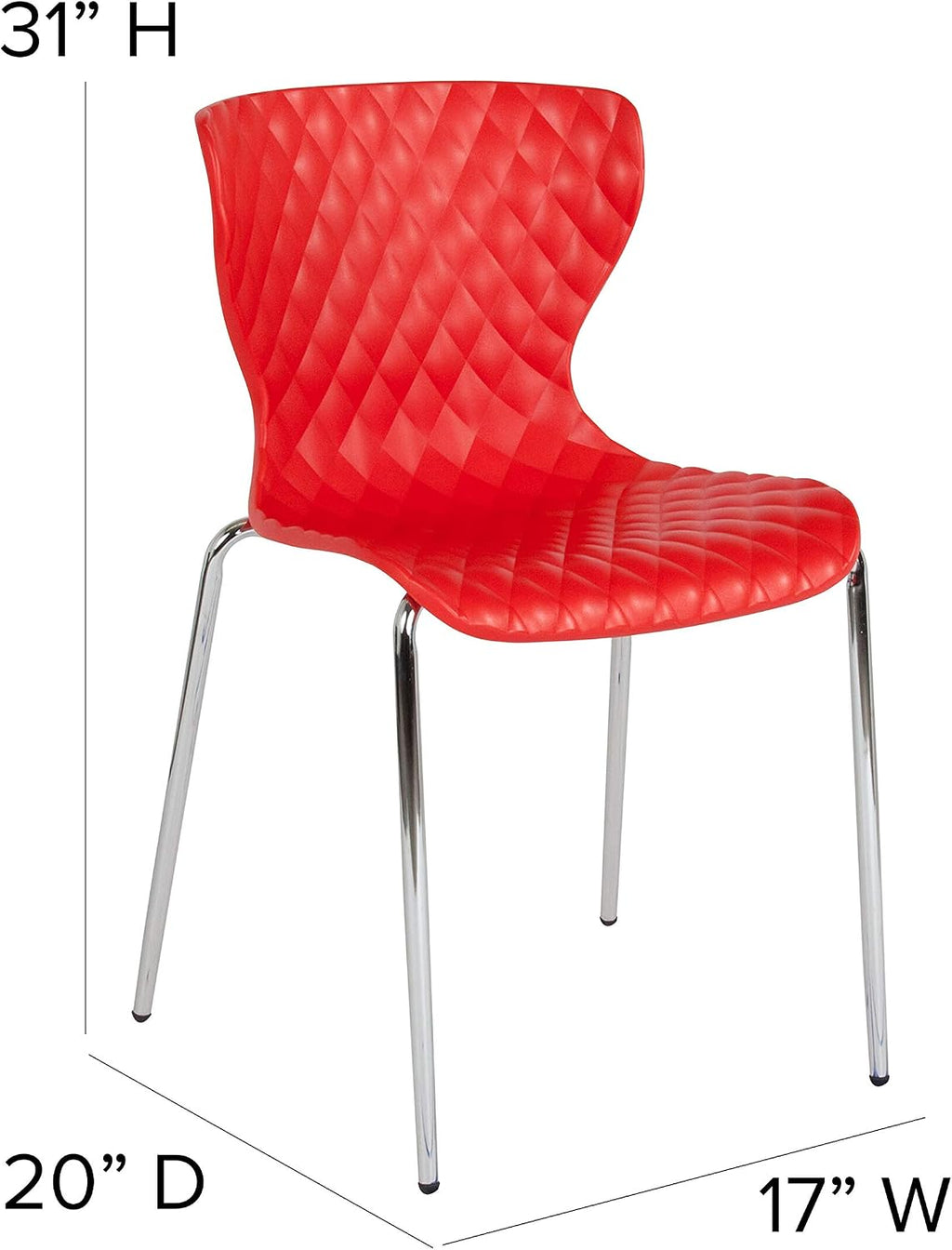 EMMA + OLIVER Contemporary Design Red Plastic Stack Chair