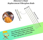 Khakho Replacement Fiberglass Stick for Directors Chairs 2 Pair Director Chair Replacement Fiberglass Rods Round Sticks (Solid White)