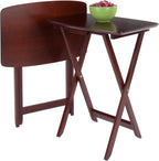 Winsome Darlene Set of 2 Foldable Snack Tables, 26" in Walnut, Easy to Store Portable Fold Up Table Set for Kitchen, Living Room TV Dining, Crafts, Puzzles, Work From Home