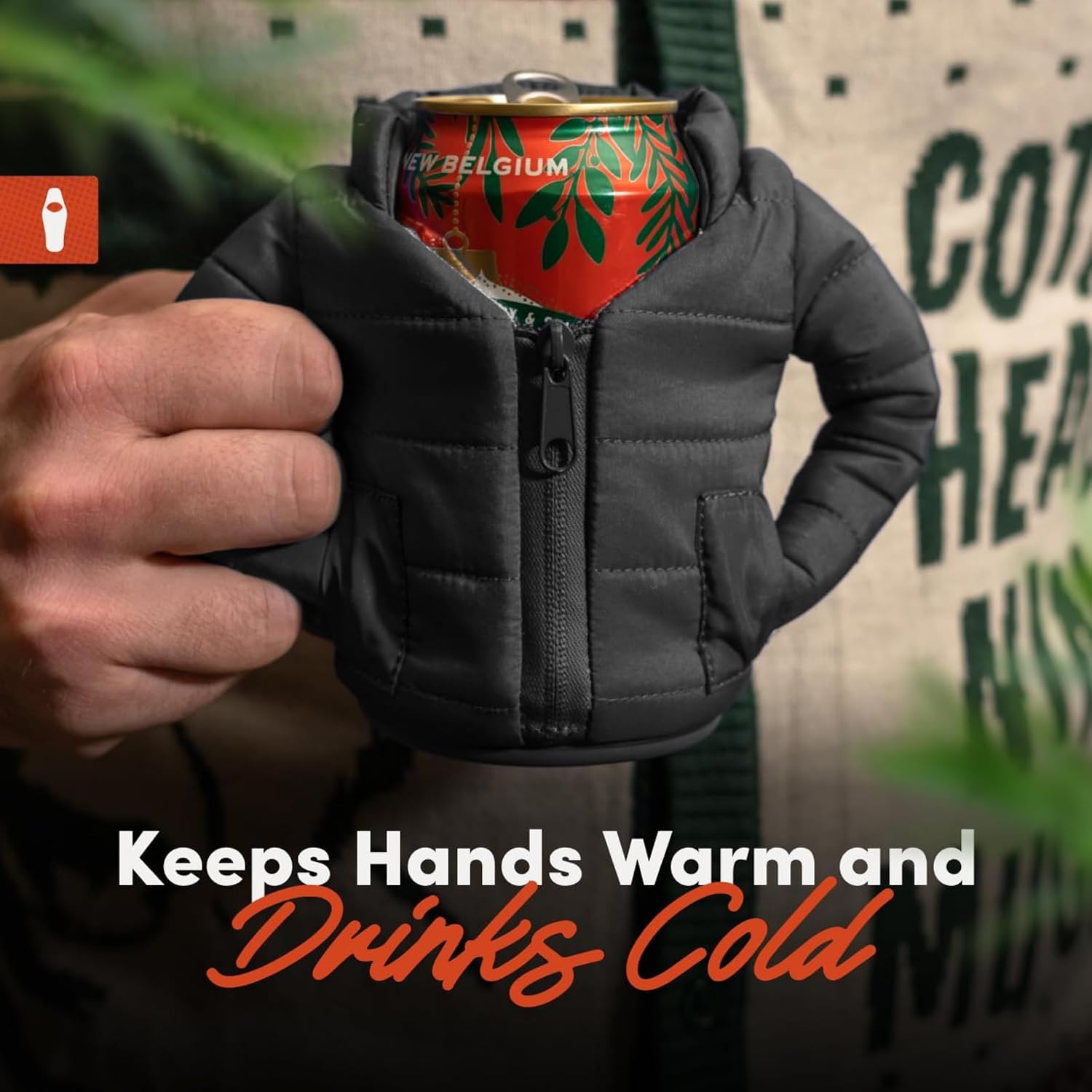 Puffin - The Puffy Jacket - Insulated 12 oz Can Cooler I Beer Bottle & Soda Can Insulator, Keep Drinks and Beverages Cold (Olive Green & Sailor Blue V25)