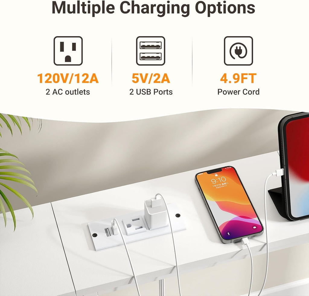 ELYKEN 2 Pack 5.9" Narrow Console Sofa Table with Power Outlets, Total 78.8” Long Behind Couch Table with Charge Station and 4.9’ Extension Cord for Living Room, 5.9" D x 78.8”W x 29.5”H, White