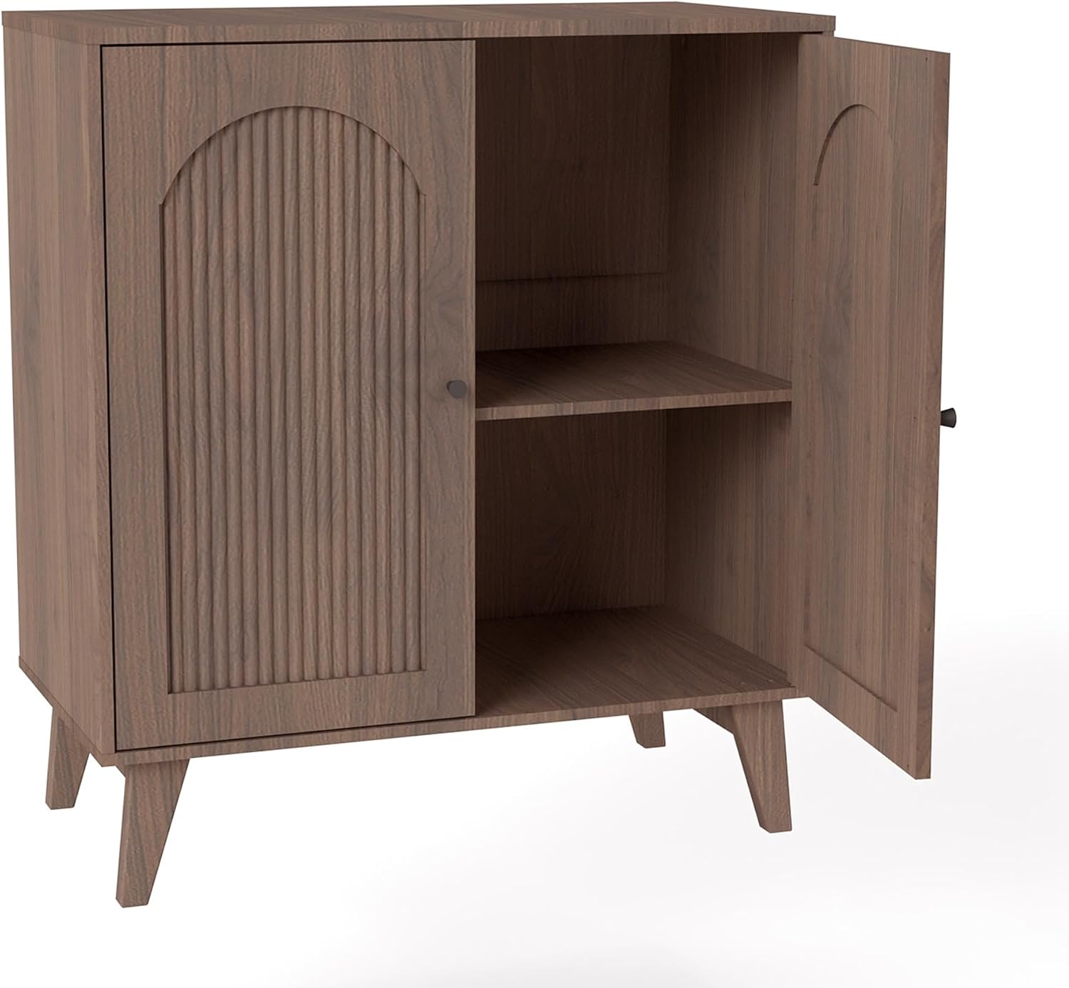 Sideboard Buffet Cabinet with Storage, Modern Accent Cabinet with Adjustable Shelf & Solid Wood Legs, Farmhouse Coffee Bar Cabinet for Living Room, Kitchen, Entryway, Walnut*2 pc