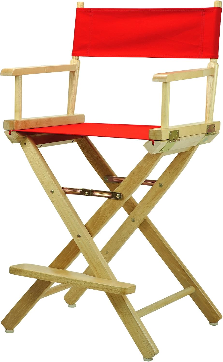Casual Home 24" Director's Chair Natural Frame with Red Canvas, Counter Height