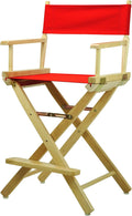 Casual Home 24" Director's Chair Natural Frame with Red Canvas, Counter Height