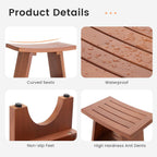 EROMMY Teak Shower Bench with Storage Shelf, 18.3" H Solid Wood Shower Stool, Water Resistant Bathroom Bench, Shower Seat and Shaving Foot Rest for Indoor & Outdoor Use