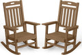 YEFU Outdoor Rocking Chairs Set of 2, Rocking Chairs Outdoor Weather Resistant, Porch Rocker Oversized, Patio Rocker Poly, for Lawn Garden, Heavy-Duty 350lbs(Teak)