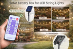 CHICIRIS Solar Battery Box for LED String Lights, Outdoor Lights Control Panel with DC Charging 8 Remote Modes Pack Powered Lithium Lamp with Remote (Output Boost 24V)