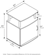 Furinno Jaya 2-Tier Side Table, White Closed Storage End Table, Night Stand, Bedside Table for Living Room, Bedroom, Home Office, Plain White/Black