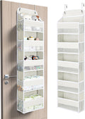 Yecaye 5 Tier Over the Door Organizer, 44lbs Load Toy Stuffed Animal Storage 10 Side Pockets, Bathroom Organizers and Storage for Nursery Newborn Baby Essential Stuff Dorm Room Essentials, Cream White