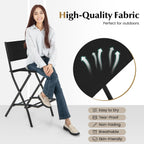 COSTWAY Outdoor Patio Bar Chair Set of 2, Folding Counter Height Stool with Metal Frame & Footrest, Patio Bar Stool for Balcony, Garden & Poolside (2, Black)