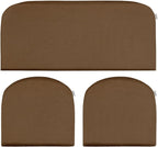 RSH DECOR: Sunbrella Play 3-Piece Foam Wicker Cushion Set | 41" x 19" & 19" x 19" | Crafted with Sunbrella Performance Fabric | Outdoor Loveseat & U-Shaped Seat Cushions | Play Chestnut Mocha