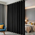 hoeflife Room Divider Curtains Blackout Floor to Ceiling Curtain with Hook Wall Mount Sliding Door Curtains Ceiling Mount Extra Wide Curtain Wall Divider for Room Separation (Black, W100 x H84 Inch)