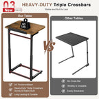 Tv Tray Table Set of 2, Living Room Table Sets 8-Level Adjustable Height Couch Side Table,90° Tilt Angle foldable End Table,Laptop Table with Phone & Tablet Slot Dinner Tray Desk for Recliner/Sofa/Bed