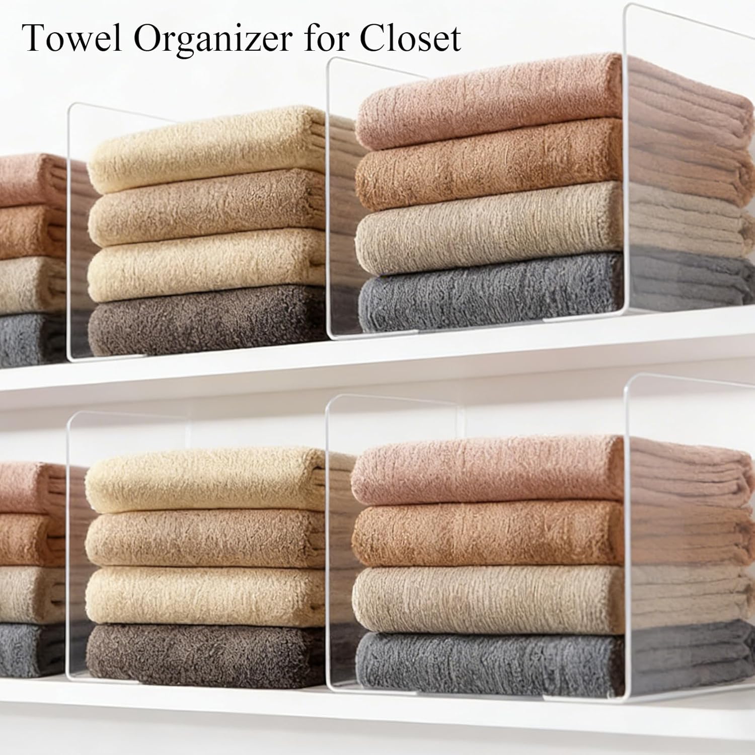 Acrylic Shelf Dividers for Closet Organization: 10" Tall Clear Closet Dividers for Shelves - Free-Standing Shelf Separators for Clothes Sweater Purse