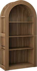 LUMISOL Tall Kitchen Pantry Cabinet for Dining Room Living Room, Arched Pantry with Open Display Storage Shelf, Modern Arched Bookcase with 4 Tier Shelf, Brown