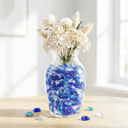 QYGL Sea Glass Stones - Blue Mixed Clear Glass Pebbles Gemstones - Perfect for Aquarium Rocks, Fish Tank Gravel, Vase Fillers, DIY Crafts, and Home Decor (0.9LB/14oz)