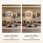 3D Wall Decor Hanging Mural with LED Light, Sandstone Decor Wall Art Painting with Hydroponic Space, Plug-in Power Supply Landscape Wall Sculptures