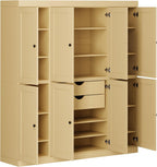 Palace Imports Solid Wood Kitchen Pantry Cabinet – 71.5" Tall x 65" Wide - Wooden Storage Cabinet w/ 8 Shaker Doors, 2 Drawers & 12 Adjustable Shelves – Yellow, 100% Eco-Friendly Wood, Made in Brazil