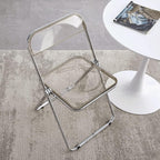 Yellow Folding Chair Clear Plastic Seat Metal Frame Back Acrylic Stacking Indoor Outdoor Portable for Garden(Amber)