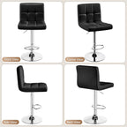 Yaheetech Bar Stools Set of 4, PU Leather Swivel Barstools, Height Adjustable Counter Chairs with Back for Bar Kitchen Island Dining Room, 300lb Capacity, Black