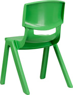 Flash Furniture Whitney 2 Pack Green Plastic Stackable School Chair with 15.5" Seat Height