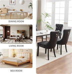 Leather Dining Chairs Set of 4, Upholstered Dining Room Chairs with Nailhead Trim, Sillas de Comedor Modernas 4, Wooden Kitchen Chairs for Dining Room, Living Room, Kitchen, Bedroom, Black
