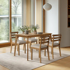 SIMTONAL Farmhouse Dining Table Set for 4, Wooden Dining Roon Table and Solid Wood Chairs, 5-Piece Modern Dining Set Home, Kitchen, Dining Room, 4 Upholstered Chairs, Rubberwood Legs