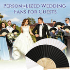 HJX Personalized Wedding Fans for Guests Custom Engraved Bulk Paper Folding Fans Favors for Party
