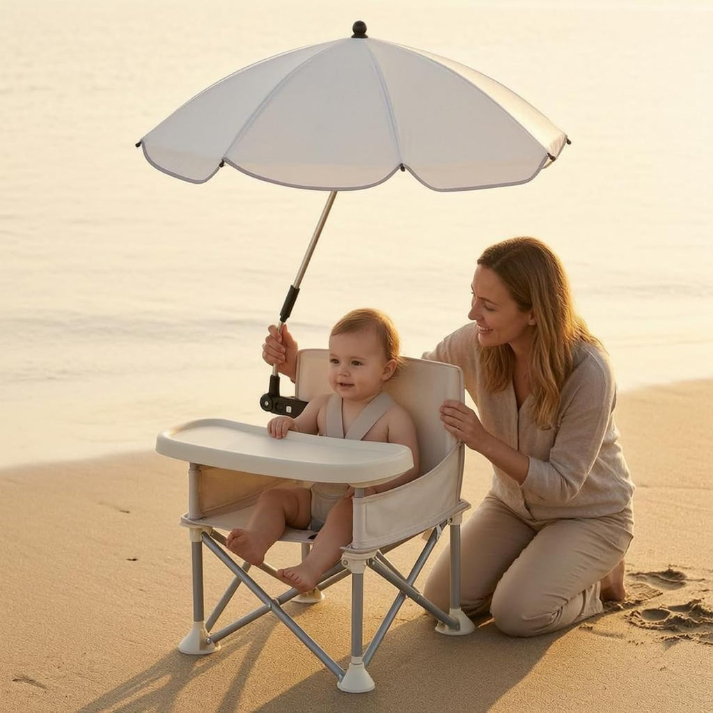 Gralara Portable Folding High Chair Detachable Canopy Folding Child Dining Chair Adjustable Pole Child Seating for Children, Outdoor, Indoor, Pink, Pink + Umbrella