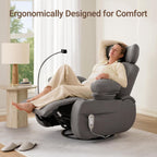 MAMAZING Lullapod Max Power Nursery Rocking Chair with Independent Recline & Footrest, Swivel Nursery Recliner Glider with Electric Adjustable Armrests, Silent Rocking, Oeko-TEX Certified