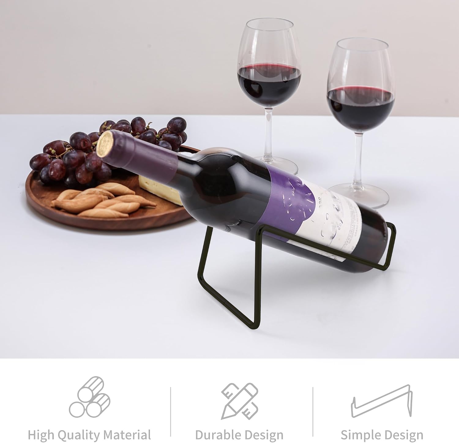 4 Pcs Single Wine Bottle Holder Black, Countertop Wine Rack, Tabletop Metal Wine Bottle Holder Stand Organizer for Cabinet,Bar