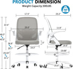 Kensaker Drafting Chair Tall Office Chair, Ergonomic Standing Desk Chair with Adjustable Foot Ring and Flip-up Armrests, Mesh Computer Chair for Art Studio, 300 LBS, Gray